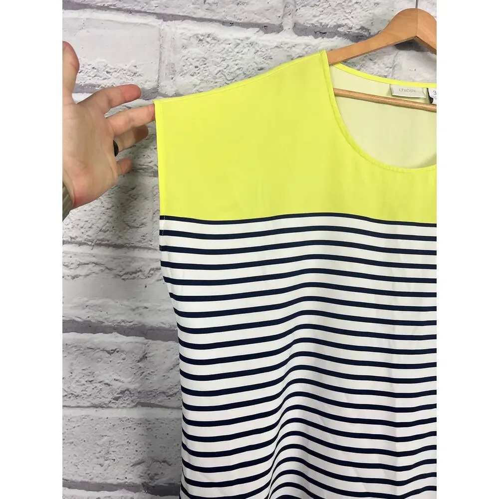 Chicos Womens XL Nautical Preppy Coastal Colorblock Striped‎ Dolman Sleeve Top